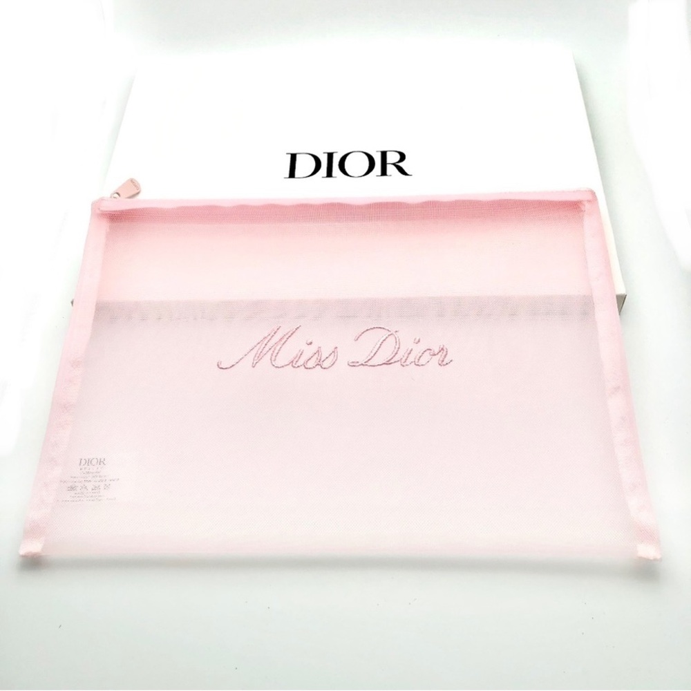 🎀Dior Soft Pink large Mesh Pouch
